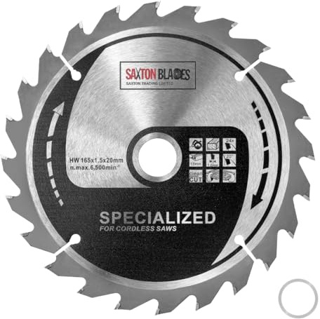 Saxton 165mm Circular Wood Saw Blade Compatible with Milwaukee 15.87mm Ring (165mm x 24T 15.87mm Ring)