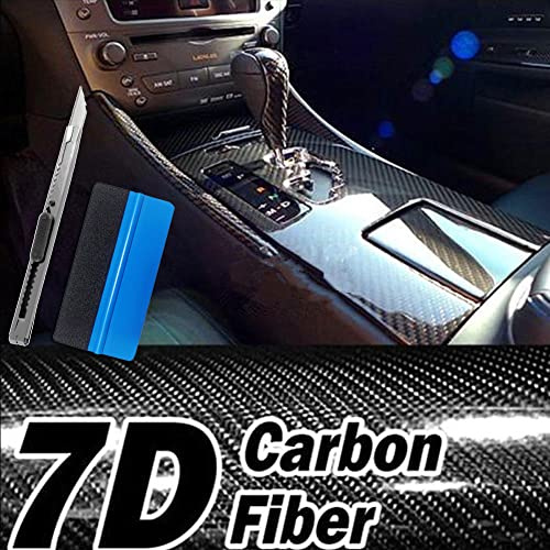 NewL Adhesivo de Vinilo de Fibra de Carbono 7D de Alto Brillo con Aire Realease sin Burbujas, Antiarrugas, Viene con Herramienta de instalación (30 cm x 152 cm)