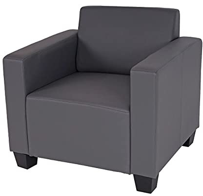 Mendler Sessel Loungesessel Lyon, Kunstleder - dunkelgrau