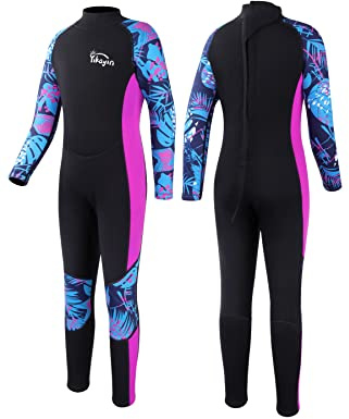 Yikayin Traje de Neopreno para Niñas, 2.5mm Traje de Baño Térmico de Neopreno, Neopreno Traje de Buceo Engrosado de Manga Larga para Nadar, Bucear, Hacer Snorkel, Surf, Sup