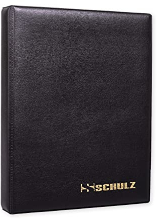 Coin Collection Album – 50p £1 £2 A-Z 10 pence 10p Crown £5 Storage Binder – Mini Handy Pocket Collecting Holder - Protect and Store 120 Coins - Original SCHULZ Coin Album in Black
