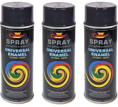 VE-INDUSTRIES Lackspray nach RAL 3er Sparpack Spraydose 400ml Buntlack für Holz, Metall (8019 Graubraun)