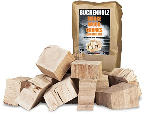 Räucherklötze Smoker Grill Chunks für BBQ Buche Eiche Räuchern 2-4 kg XXXL Räucherofen Wood Grillen Smoken Zubehör Raeuchern Feuerschale Chips Kingpower