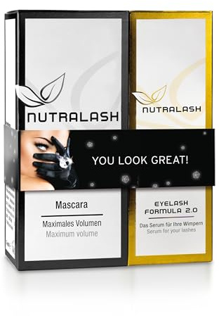Nutralash – Vorteils-Set Mascara & Eyelash Formula 2.0 I Wimperntusche für maximales Volumen I Serum für Wimpernwachstum I Pflegende Wimperntusche mit Hyaluronsäure I 5ml & 1ml