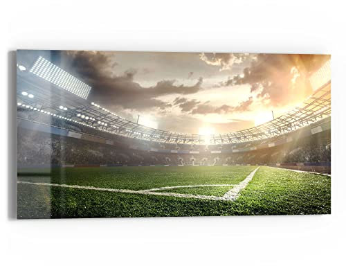 DEQORI Glasbild Echtglas | Motiv Rasenecke im Stadion | horizontal einteilig 60x30 cm | schöne Dekoration | Wandbild für Wohnzimmer, Schlafzimmer, Flur & Küche | moderne Wanddeko