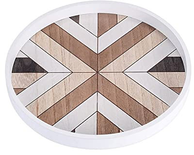 SUNESA Plateau Service Plateau en Bois Rond de Style européen Accessoires de Stockage Accessoires de Photographie Plateau de Service à thé Plateaux Décoratifs