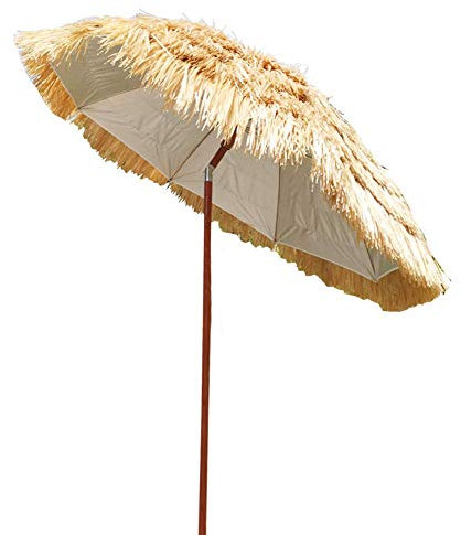 1,8 m Freischwinger- und Balkonschirm, 8 Rippen, Holz, Gartenschirm im hawaiianischen Stil, wasserabweisend, mit Tragetasche für Strand/Pool/Terrasse, Sonnenschirm, Sonnenschutz, Zelt good
