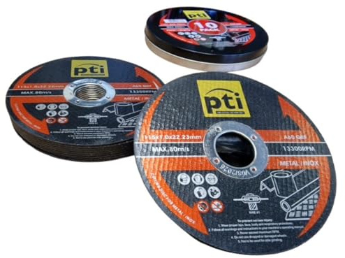 Metal Cutting Discs 115mm x 1.0mm x 22.23mm 10pcs, Cut Metal, Stainless Steel, Steel and Non-Ferrous Metals, Angle Grinder Use, Flap Discs,10-Pack Tin