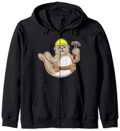 Seehund Zimmermann Hammer Handwerk Kapuzenjacke