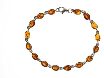 MyBer® Pulsera de ámbar para mujer, plata 925 PMBER117 BR1105C, 20 cm, Plata de ley Plata de Ámbar báltico original, Ámbar