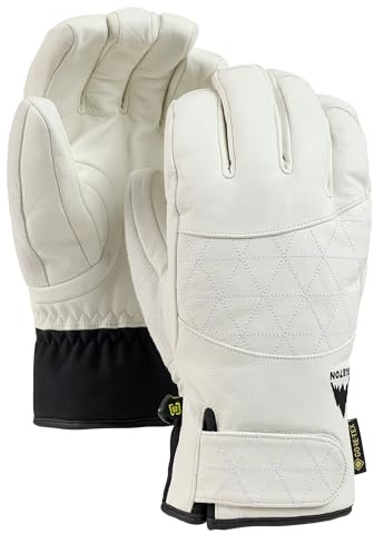 Burton Women’s Gondy Gore-TEX Insulated Leather Gloves – Waterproof Winter Snowboard Gloves – Stout White, Medium