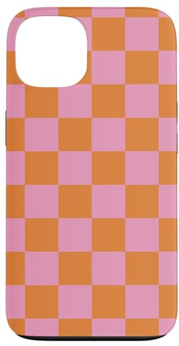 Etui kariert rosa orange cool Schachbrett ästhetisches Geschenk Hülle für iPhone 13