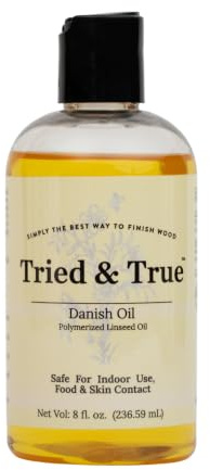Tried & True Danish Oil, 8 oz. - Polymerized Linseed Oil Wood Finish & Sealer, Ideal for Furniture, Butcher Blocks, Salad Bowls, & More - Food Safe Wood Finish, Easy Application