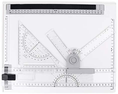 A4 Zeichenbrett, Zeichentisch, multifunktionaler Zeichenbretttisch mit klarem Lineal, verstellbares Messsystem, kompakt, 37 x 29 cm