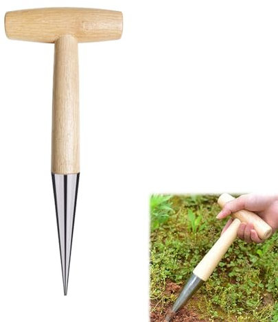 Plantoir à bulbes avec pointe en inox, Plantoir à bulbes avec pointe en acier 28 cm, Jardinage traditionnels en acier inoxydable, pour Planter des Fleurs et des semis, 1pc