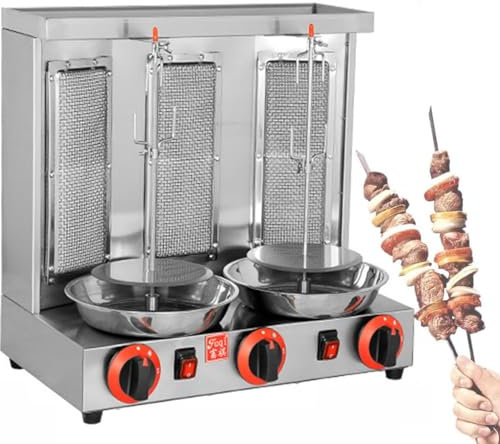 Machine de gril verticale, machine de gril Doner Kebab rotative à 360 ° au gaz, avec 3 brûleurs, poêle à viande, équipement de rôtisserie à gaz, pour une utilisation dans la cuisine à domicile du