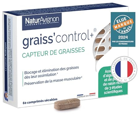 NaturAvignon Graiss'Control | Bruleur de graisse puissant | Maté, algue brune, pépins de raisin | Efficacité prouvée pour perte de poids rapide et efficace | 60 comprimés (30jours)