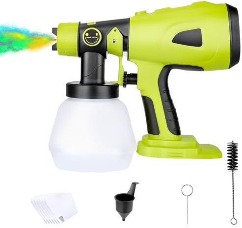Spruzzatore di vernice senza fili per Ryobi 18 V, pistola a spruzzo elettrica HVLP portatile con 4 ugelli, contenitore da 1000 ml per pareti, recinzioni, casa fai da te pittura domestica