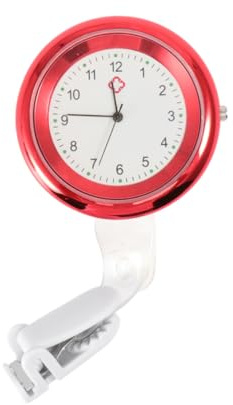 SOIMISS Rote Krankenschwester Taschenuhr Brosche Uhr aus Glas | Ansteckbar an Kleidung, Präzise Zeitmessung, für Damen und Pflegekräfte