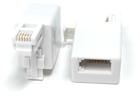 DRUT RJ11 4 Wire Male Jack to BT Socket Female Cable Adapter, Landline Telephone Converter Extender 6P4C