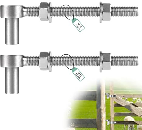 SUPAWAY 2x Torscharnier M12×150 mm Gartentor Scharnier Schwerlast Torband | Verstellbar Weidetorscharniere 304 Edelstahl Gartentorscharniere für Bauernhof Tor, Gartentor, Zauntor, Holzzaun, Einfahrt