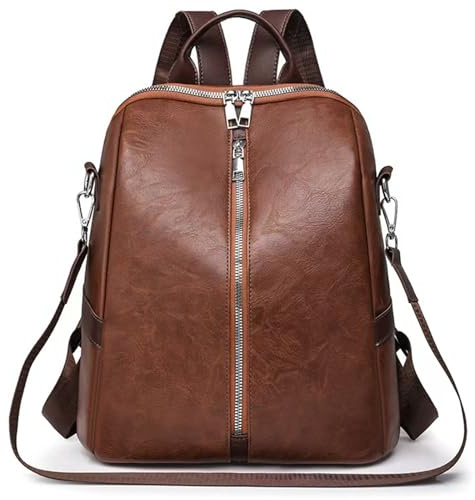 JSNOM Zaino Donna Elegante Antifurto: Borsa Zainetto Donna Pelle Piccola Impermeabile Daypack per Universitá Scuola Shopping Lavoro Casual (Marrone)