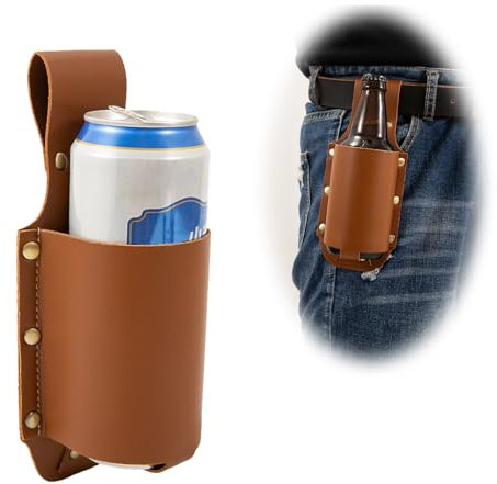 SFBSFL Fondina per birra, fondina per birra da uomo, fondina in pelle PU, regalo per birra da uomo, feste all'aperto, barbecue, accessori per birra da campeggio
