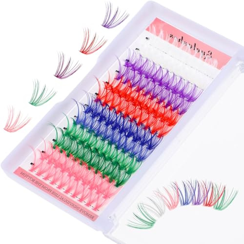 HJZHII 120 Stück Wimpern Färben,14mm 16mm Lash Extension Set,6 Farben Wimpern Extensions Cluster Lashes Manga Lashes Wimpern Einzeln Lash Cluster Weiße Falsche Wimpern DIY Wimpernverlängerung D Locken