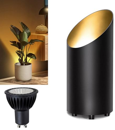Unirence Indoor Spot Uplights Floor Uplighting Indoor Floor Light with 2700K GU10 Bulb 8W Up Lights Desktop Corner Accent Lighting for Plant Picture Artwork with 5.9 FT Plug Cord and Foot Switch