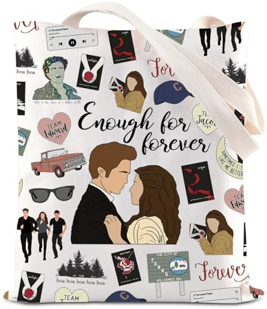 Twilight Vampire Movies Inspired Tote Bag Edward & Bella Fans Gift Forks Washington Gift