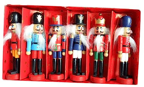 Ornaments 1set Nutcracker Centerpiece Christmas Decorations Nut Soldier Christmas Doll Ornaments Fallout Door Christmas Ornaments Christmas Workshop Christmas Garland Couplet Wood 6pcs sculpture