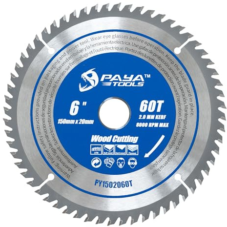 PAYA TCT - Lama per sega circolare Ø 150 mm x 20 mm, 60 denti, accessorio per sega circolare, per fai da te, taglio legna da ardere, per pallet, legno, ecc. PY1502060T TÜV Rheinland testato e