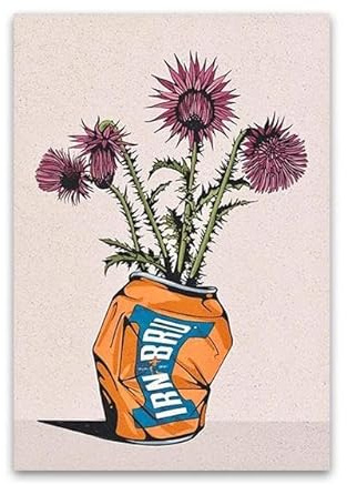 Yocheng Affiche murale représentant un citronnier et de la bière, fleurs insérées dans des bouteilles de vin, peintures décoratives amusantes, décoration d'intérieur 30x40cm sans cadre