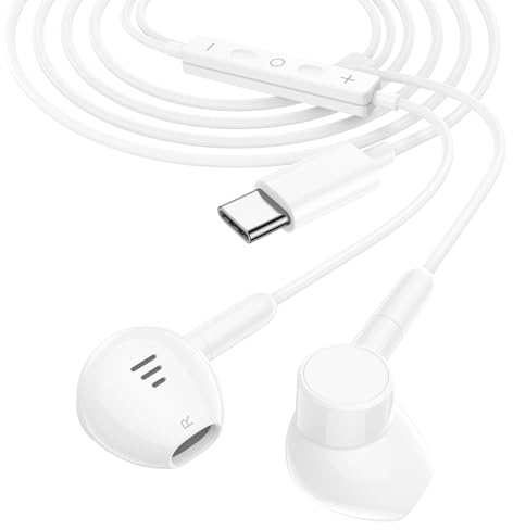 Auriculares USB C para iPhone 16 Pro Max, Samsung con Cable, Auriculares in-Ear con Micrófono y Control de Volumen, Auriculare Estéreo HiFi para iPhone 15, Samsung Galaxy S25, S24, S23, S22, S21 FE