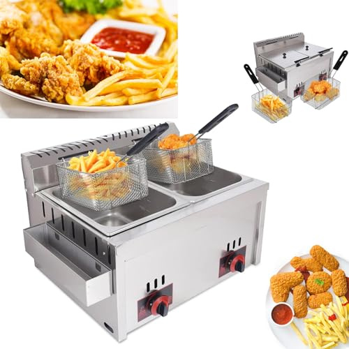 Friteuse à gaz de grande capacité en acier inoxydable GPL pour maison et commerciale, puissance de feu réglable pour frites, beignets, poissons, cuisinière d'extérieur professionnelle