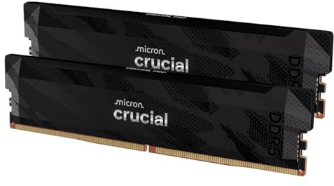 Crucial Pro RAM DDR5 32GB Kit (2x16GB) 6400MHz CL32, Overclocking Gaming, Memoria per Computer, Intel XMP 3.0 / AMD EXPO, Nero - CP2K16G64C32U5B