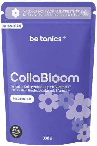 be tanics CollaBloom - Beauty-Pulver zur Unterstützung der Kollagenbildung - mit Glycin, Vitamin C, Zink, Biotin & Hyaluronsäure - 300 g - PETA Award