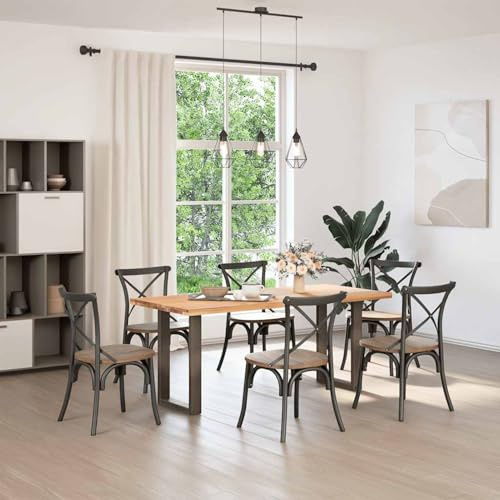Gecheer Gambe per tavolo da pranzo in acciaio naturale, struttura a forma di U, design robusto, piedini livellatori regolabili, dimensioni 50x(72-73) cm, per personalizzazione tavolo da pranzo