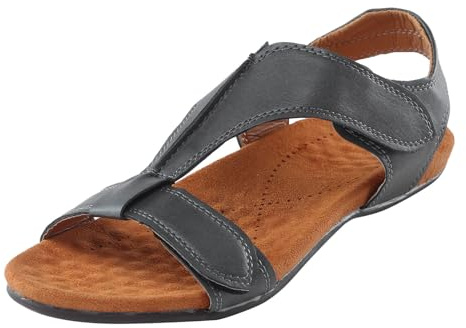 Generisch Women Orthotic Arch Support Sandals Summer Comfortable Flat Beach Sandals Casual Elegant, gray, 4 UK