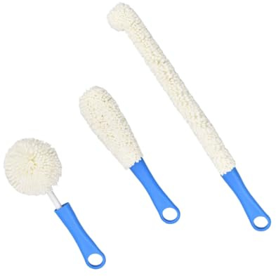 CIYODO Lot de 3 Brosses de Nettoyage Flexibles pour Carafes et Verres à Vin Bleu Tailles 42 CM 255 CM et 25 CM Outils Solide pour Nettoyage Verrerie Gobelets