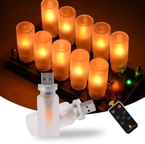 Portable USB Night Light Bulb,Flame Effect Lamp with Remote Control and Timer,Car Interior Ambient Lights,Mini USB Retro Glass Bottle Lamp Decorations for Vehicle,Bedroom,Hallway,Camping,2-pack