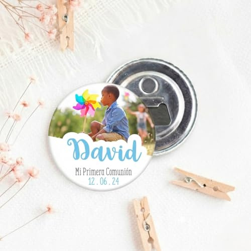 Pack 15 Abrebotellas Personalizados con Foto e Imán para Invitados | Regalos Fiesta de Comunión, Boda y Bautizo | Bodapix