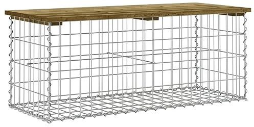 Tomostar Banc de Jardin, Banquette de Jardin Banc d'extérieur Design Gabion 103x44x42 cm Bois de pin imprégné