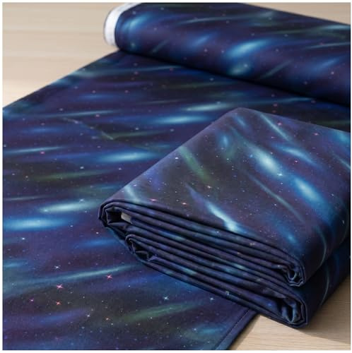 Swafing Baumwollstoff Tim Halbmeterware Weltall – Sterne & Galaxie Dunkelblau – 100% Baumwolle Webware 130g/m² – Oeko-Tex Klasse 1 Babystoff – 147cm Breite