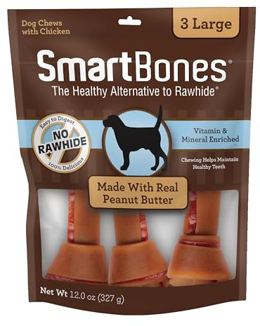 SmartBones Dog Chews, Treat Your Dog to Rawhide-Free Dog Bones, Made With Real Meat and Vegetables, 3 Large