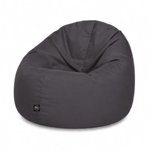 PATCH HOME 2 in 1 Funktion Sitzsack Sessel Bean Bag Sitzsäcke Gaming mit Reißverschluss bereits befüllt - Ø 125cm -Anthrazit