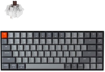 Keychron K2 75% Layout Tastiera Meccanica Wireless Bluetooth con Interruttore Gateron G Pro Marrone/LED Bianco Retroilluminato/USB C/Anti Ghosting/N-Key Rollover, 84 Tasti Tastiera Gaming