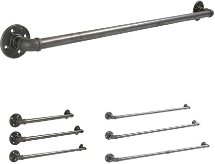 Natural Goods Berlin Kleider-Stange Pipe GARD Wall | Einfache Wand-Montage | Garderoben-Stange im Industrial Design | Kleider-Stangen aus Metall | DIY-Garderobe Temperguss | T6cm * B90cm