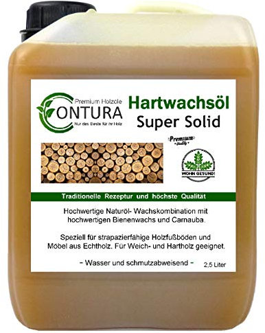 Hartwachsöl SUPER SOLID Hartwachs Hartöl Holzschutz Parkettöl Fußbodenöl Möbelöl Holzöl Wachsemulsion (2,5 Liter)