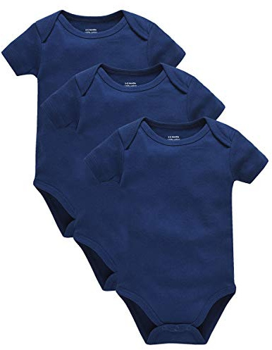 kavkas Body de manga corta para bebé recién nacido, chaleco de algodón suave, camisetas interiores, paquete de 3, 0-24 meses, azul marino, 12-18 Months